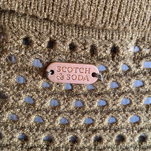 Scotch & Soda NWT Pointelle Collared Short sleeve Vneck Peplum Sweater - Picture 10 of 17